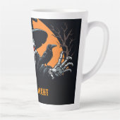 Gloeiende Jack O Lantern Met Halloween Skelet 🕸️ Latte Mok (Rechts)