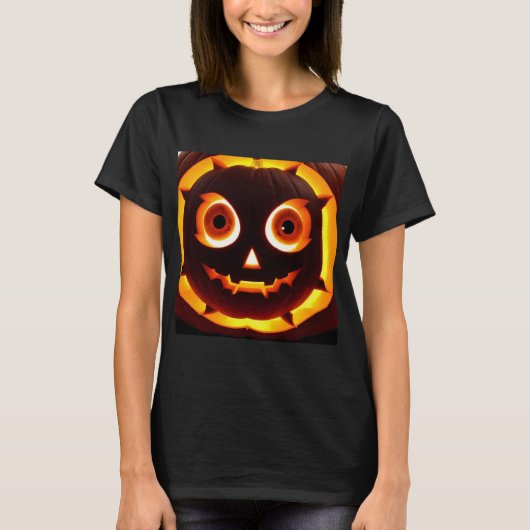Gloeiende Jack-O'-Lantern Pompoen T-shirt (Voorkant)