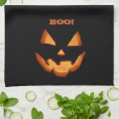 Gloeiende Jack O'Lantern Gesneden Halloween Angsta Theedoek (Gevouwen)