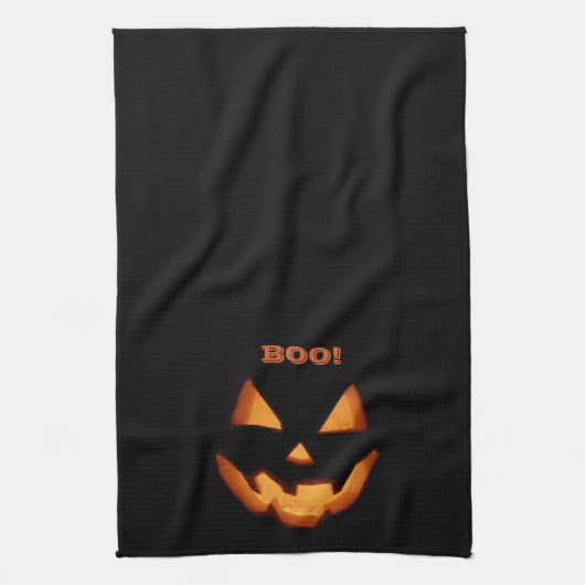 Gloeiende Jack O'Lantern Gesneden Halloween Angsta Theedoek (Verticaal)