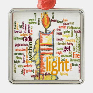 Gloeiende kaars licht Word Cloud Design Metalen Ornament