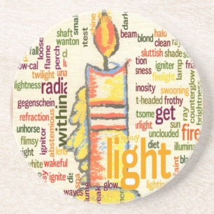 Gloeiende kaars licht Word Cloud Design Zandsteen Onderzetter