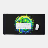 Gloeiende kameleon, opvallende neondieren bureaumat (Keyboard & Muis)