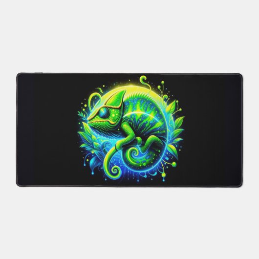 Gloeiende kameleon, opvallende neondieren bureaumat (Voorkant)