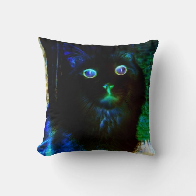 Gloeiende kattenworp kussen in het donker (Voorkant)