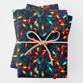 Gloeiende Kerst Lichtjes Patroon Inpakpapier Vel