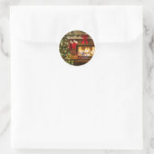Gloeiende Kerstboom en Haard Rond Sticker (Tas)