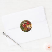 Gloeiende Kerstboom en Haard Rond Sticker (Envelop)