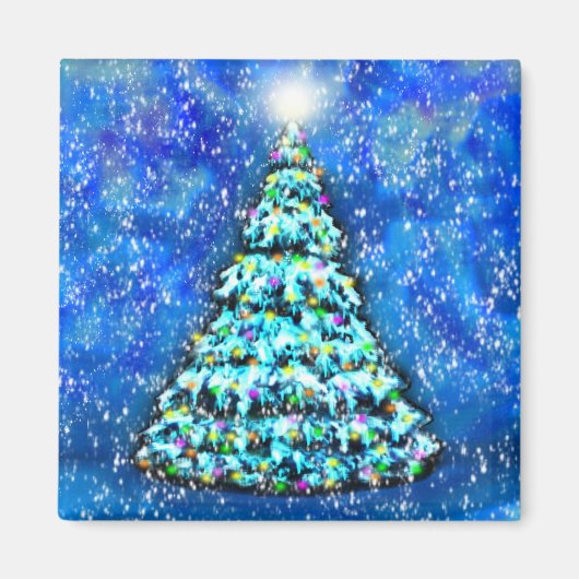 Gloeiende kerstboom magneet (Voorkant)