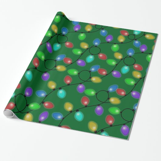 Gloeiende kerstgloeilampen cadeaupapier (Uitgerold)