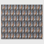 Gloeiende kerstkaarsen in sneeuw cadeaupapier (Vlak)