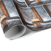 Gloeiende kerstkaarsen in sneeuw cadeaupapier (Rol Hoek)