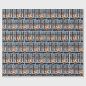 Gloeiende kerstkaarsen in sneeuw cadeaupapier (Vlak)