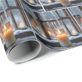 Gloeiende kerstkaarsen in sneeuw cadeaupapier (Rol Hoek)