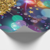 Gloeiende kerstverlichting Bokeh Golden Tree Cadeaupapier (Hoek)