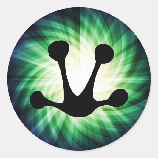 Gloeiende Kikker Voet Print Ronde Sticker (Voorkant)