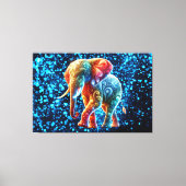 Gloeiende kleurrijke olifant canvas afdruk (Voorkant)