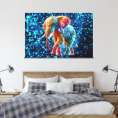 Gloeiende kleurrijke olifant canvas afdruk (Insitu (Slaapkamer))