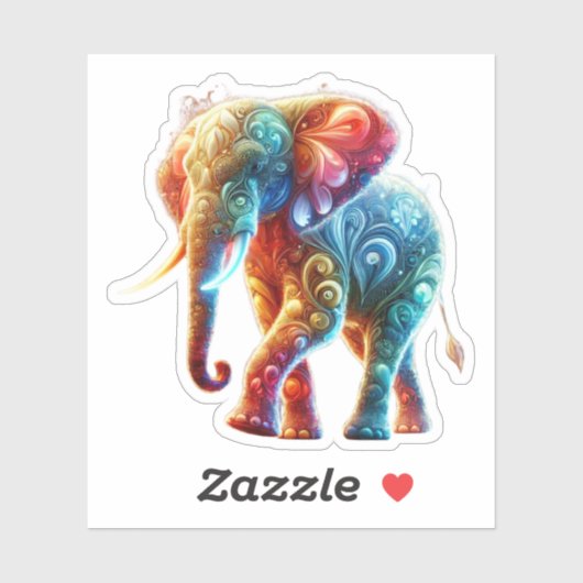Gloeiende kleurrijke olifant sticker (Vel)