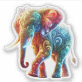 Gloeiende kleurrijke olifant sticker (Voorkant)