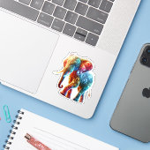 Gloeiende kleurrijke olifant sticker (Laptop met iPhone)