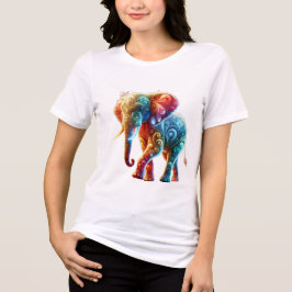 Gloeiende kleurrijke olifant Tri-Blend shirt