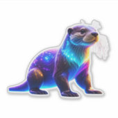 Gloeiende kleurrijke otterkunst sticker (Voorkant)