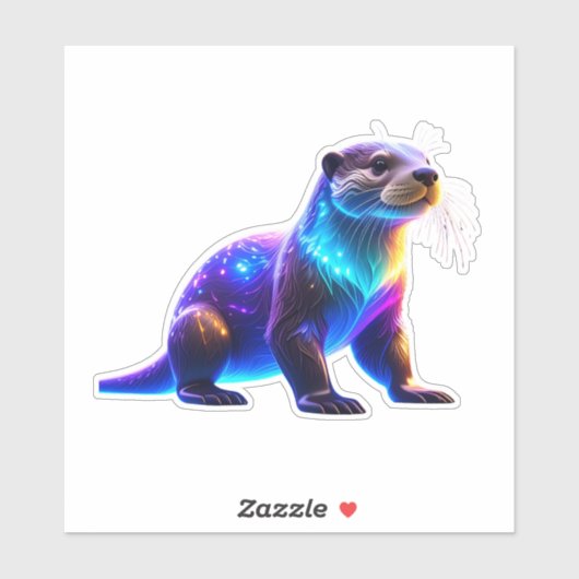 Gloeiende kleurrijke otterkunst sticker (Vel)
