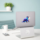 Gloeiende kleurrijke otterkunst sticker (Laptop op bureau)