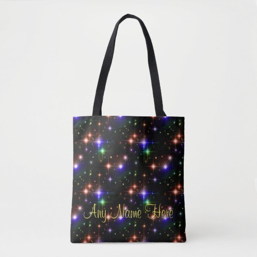 Gloeiende kleurrijke sterren Trendy Black Carryall Tote Bag (Voorkant)