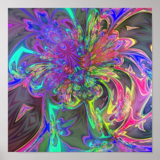 Gloeiende kleuruitbarsting - Blauwgroen & Violet D Poster (Voorkant)