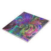 Gloeiende kleuruitbarsting - Blauwgroen & Violet D Tegeltje (Zijkant)
