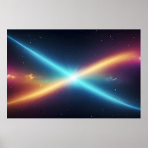 Gloeiende kosmische energie botsing Abstracte ruim Poster