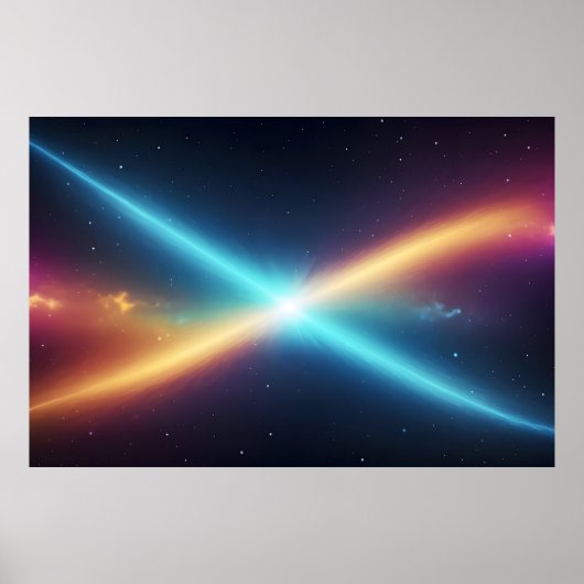 Gloeiende kosmische energie botsing Abstracte ruim Poster (Voorkant)