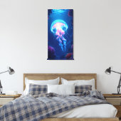 Gloeiende kwal canvas afdruk (Insitu (Slaapkamer))