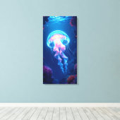Gloeiende kwal canvas afdruk (Insitu (Houten vloer))