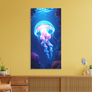 Gloeiende kwal canvas afdruk