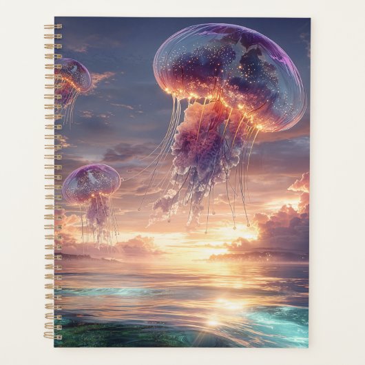 Gloeiende kwal in zonsondergang luchten planner (Voorkant)