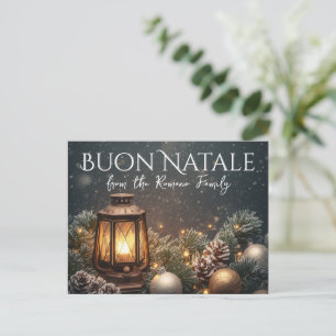 Gloeiende Lantaarn Buon Natale Italiaans Kerstmis Feestdagenkaart