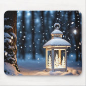 Gloeiende lantaarn in sneeuwvlokken muismat (Voorkant)