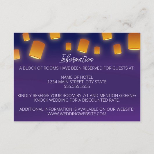 Gloeiende Lantaarns Bruiloft Behuizing Kaart (Voorkant)