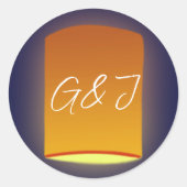 Gloeiende lantaarns bruiloft ronde sticker (Voorkant)