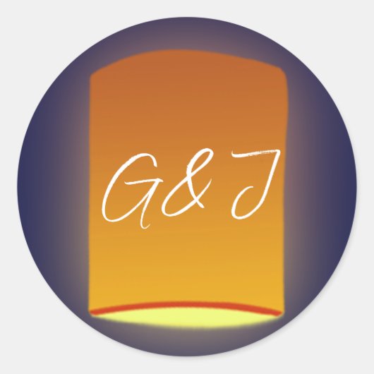 Gloeiende lantaarns bruiloft ronde sticker (Voorkant)