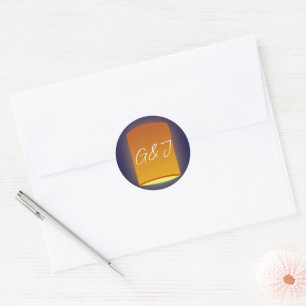 Gloeiende lantaarns bruiloft ronde sticker