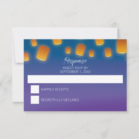 Gloeiende lantaarns bruiloft RSVP Kaart (Voorkant)