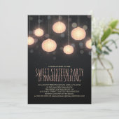 Gloeiende Lantaarns Sweet Sixteen Party Uitnodigin Kaart (Staand voorkant)