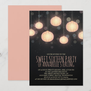 Gloeiende Lantaarns Sweet Sixteen Party Uitnodigin Kaart