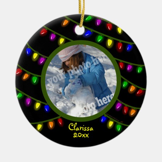 Gloeiende Lichten Custom Foto Kerstmis Ornament (Voorkant)