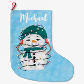 Gloeiende Lichten Winter Wonders Sneeuwman Kerstmi Grote Kerstsok (Voorkant)