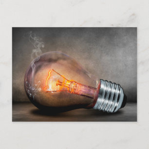 Gloeiende lichtlamp Glazen rookfoto Briefkaart